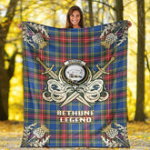 Clan Bethune Tartan Gold Courage Symbol Blanket QF33 Clan Bethune Tartan Today